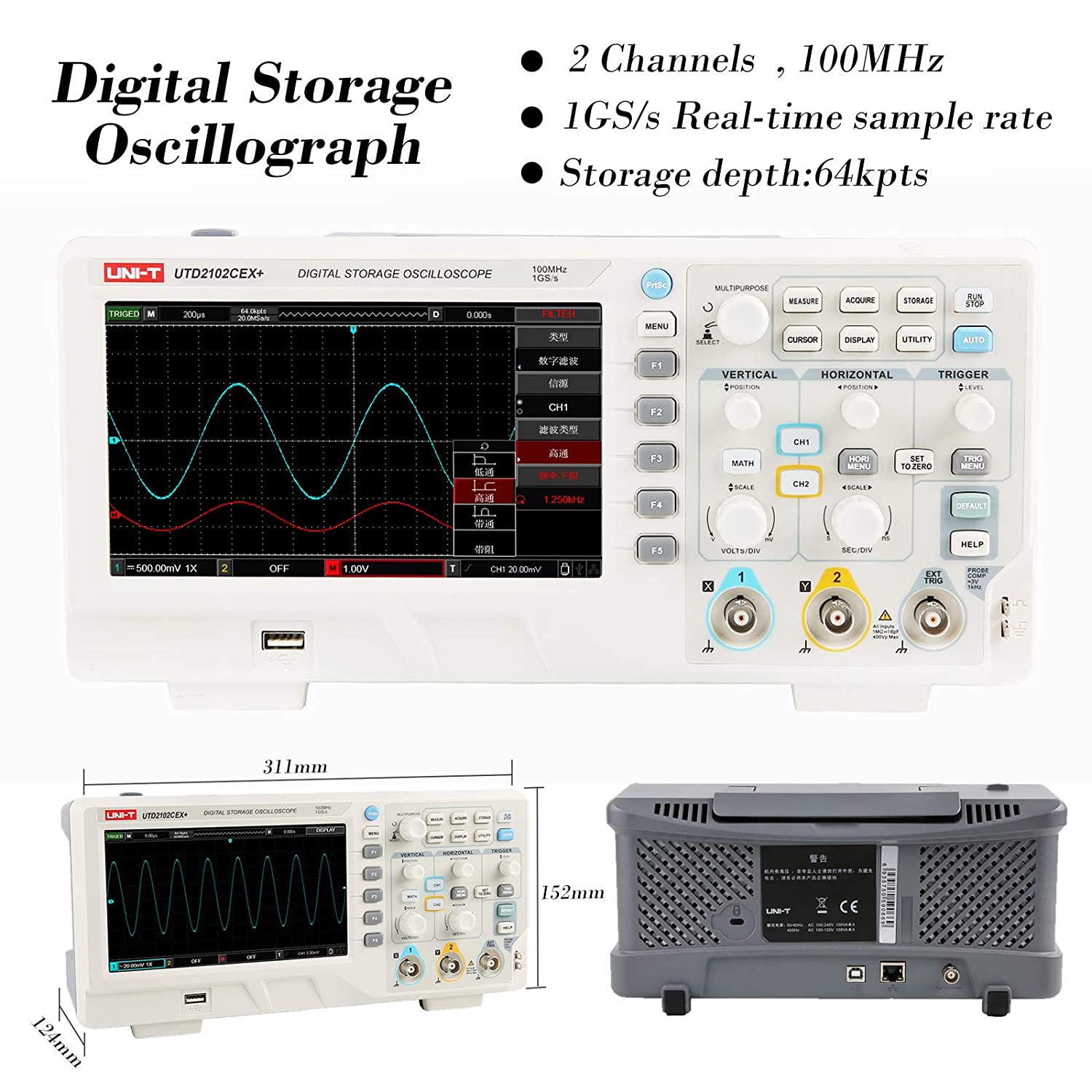 Osciloscópio Digital de Alta P - Digital Storage Oscilloscope 100Mhz avaliação e preço